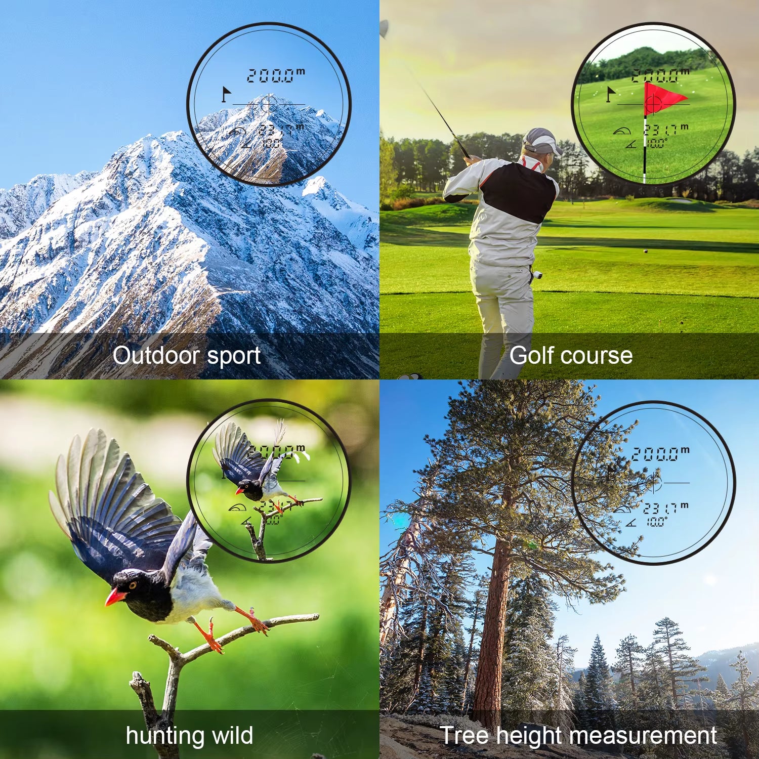 Laser Golf Rangefinder LCD Screen Unit Switch M/Yd Range Finder Vibration for Golf Hunting Sport Laser Meter Distance Meter