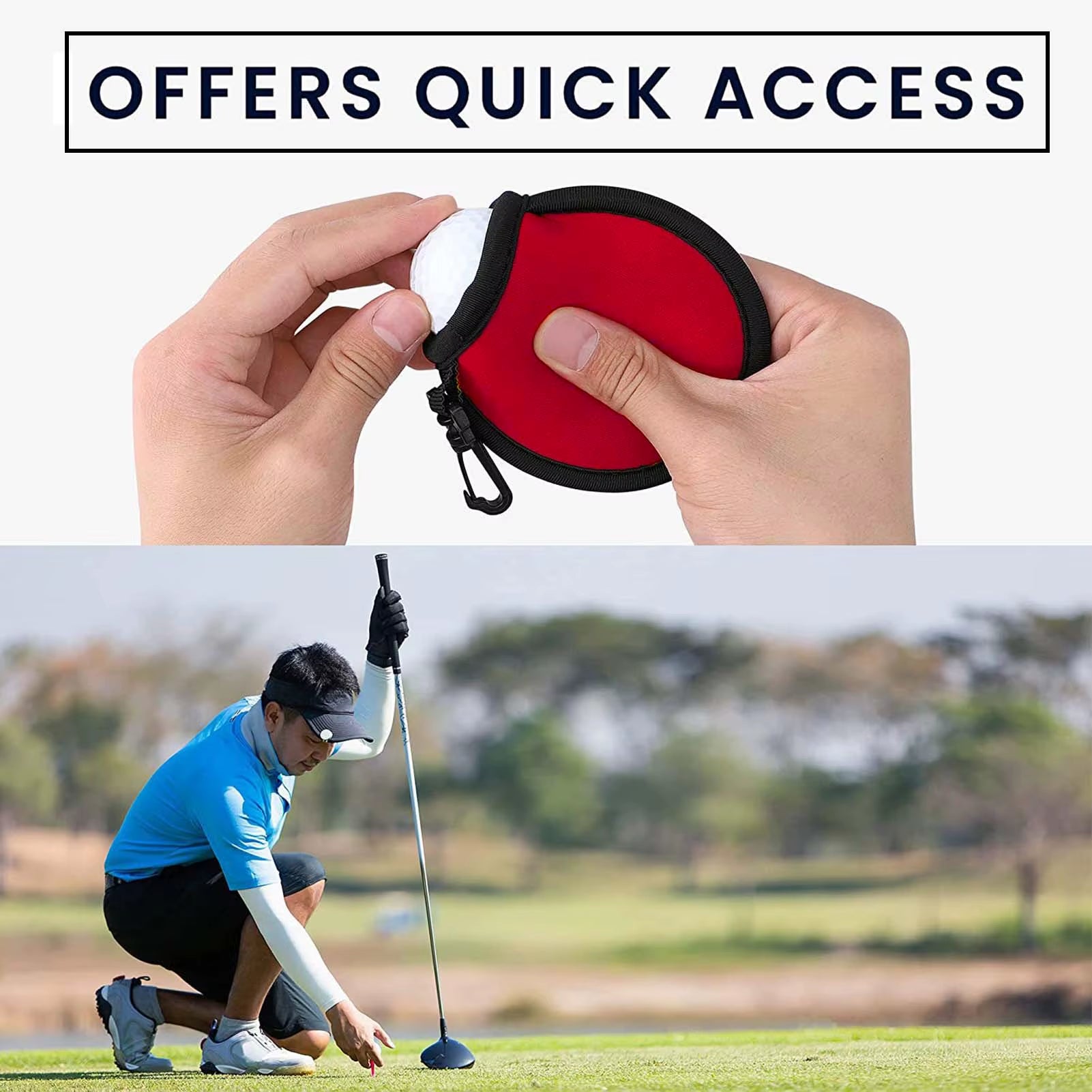Golf Ball Pocket with Clip Soft Lightweight Golf Ball Cleaner Pouch for Washing Wipe Golf Ball