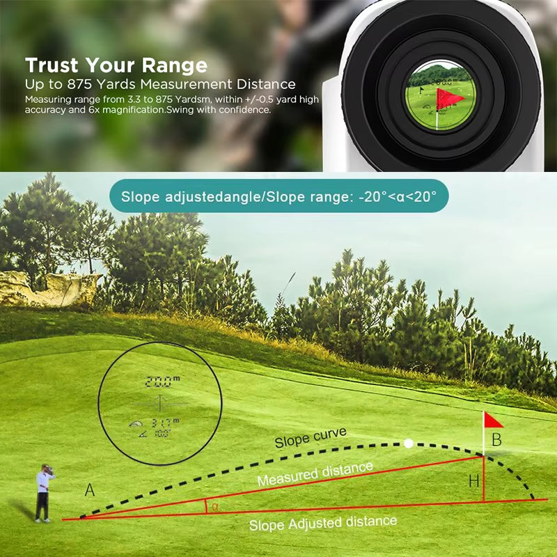 Laser Golf Rangefinder LCD Screen Unit Switch M/Yd Range Finder Vibration for Golf Hunting Sport Laser Meter Distance Meter